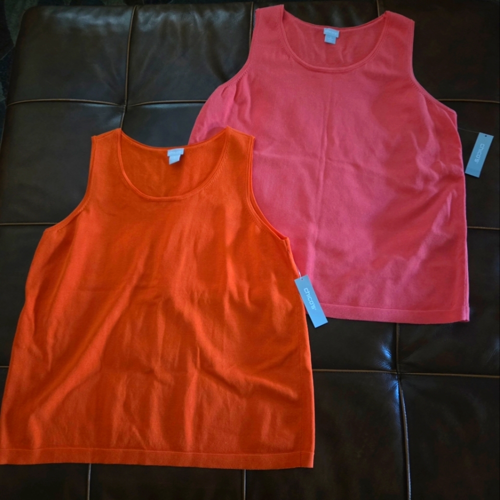 Chico's Sleeveless Sweaters - Orange and Pink Size XL